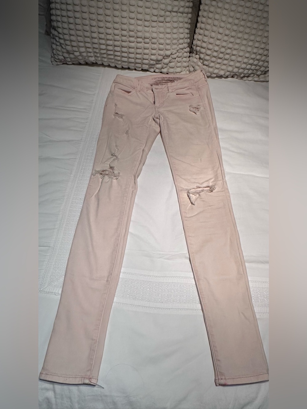 American Eagle Outfitters Blush Pink Distressed Skinny Jeans EXTRA LONG 4-XL